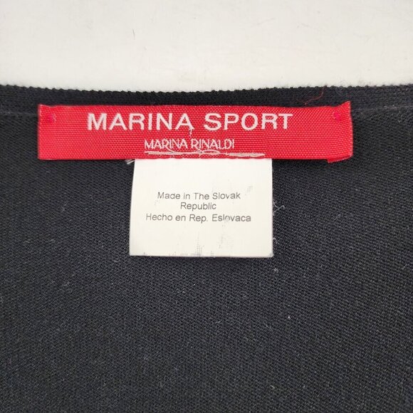 MARINA RINALDI Long Sleeve V-Neck Knit Top With Crystal Black - Picture 5 of 6